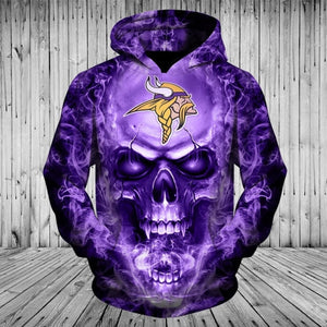 Minnesota Vikings Skull 3D Hoodie