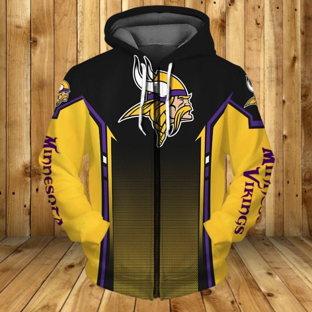 Minnesota Vikings Casual Zipper Hoodie