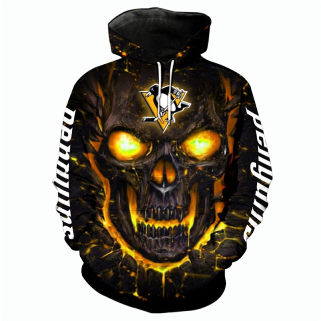 Pittsburgh Penguins Skull 3D Hoodie