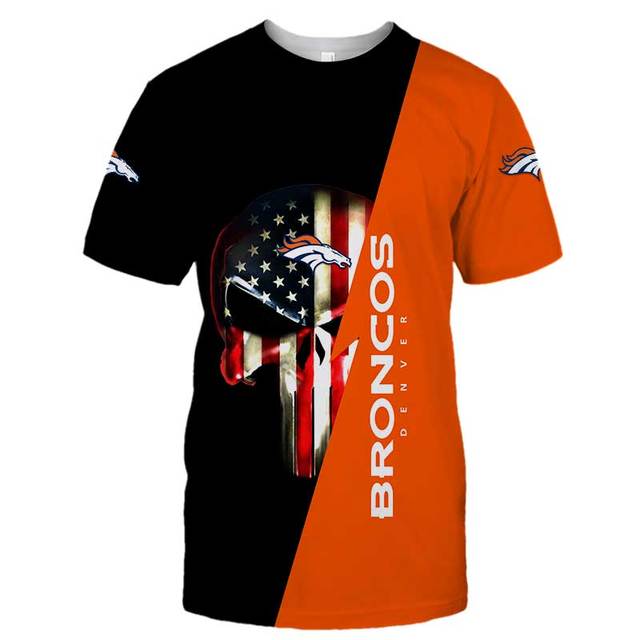 Denver Broncos Skull 3D T-Shirt