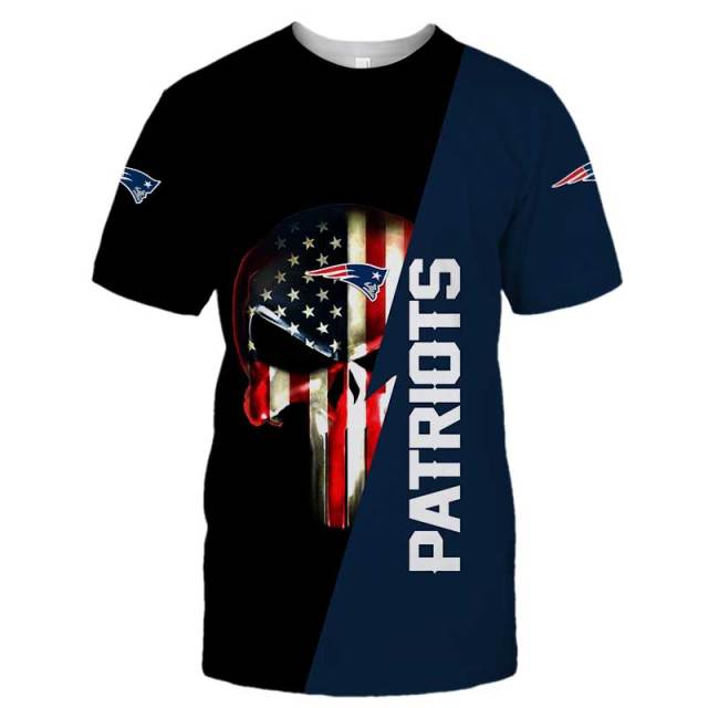 New England Patriots Skull 3D T-Shirt