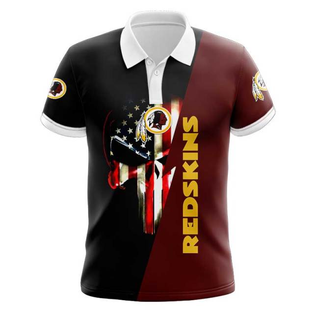 Washington Commanders Skull 3D Polo Shirt