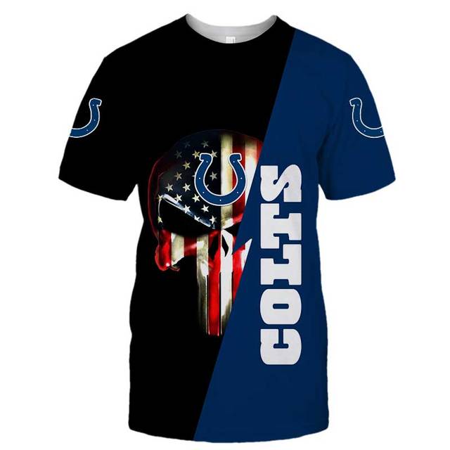 Indianapolis Colts Skull 3D T-Shirt