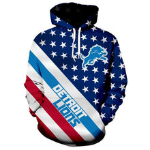 Load image into Gallery viewer, American Flag Detroit Lions 3D Hoodie