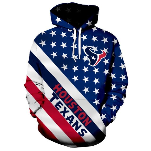 American Flag Houston Texans 3D Hoodie