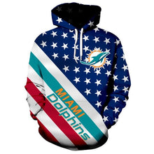 Load image into Gallery viewer, American Flag Miami Dolphins 3D Hoodie