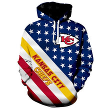 Load image into Gallery viewer, American Flag Kansas City Chiefs 3D Hoodie