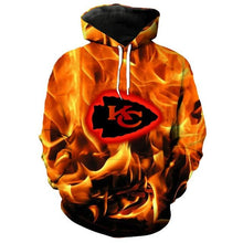 Load image into Gallery viewer, Kansas City Chiefs 3D Flame Hoodie