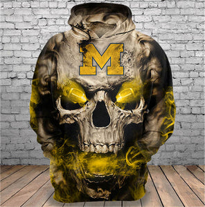 Michigan Wolverines Skull Hoodie