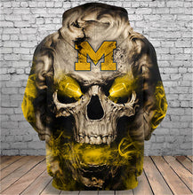 Load image into Gallery viewer, Michigan Wolverines Skull Hoodie