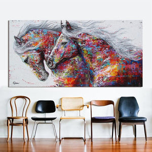 Two Running Horses Canvas Painting