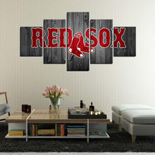 Load image into Gallery viewer, Boston Red Sox Wooden Logo Canvas