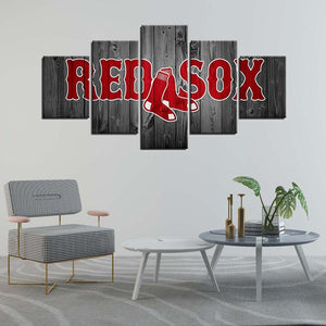 Boston Red Sox Wooden Logo Canvas