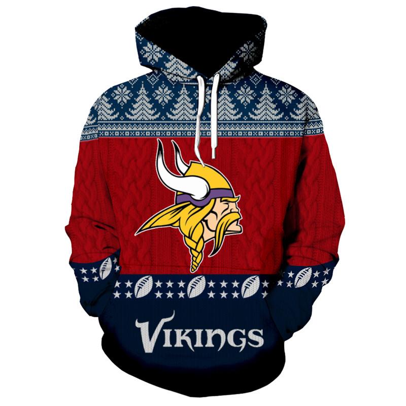Minnesota Vikings 3d Hoodie Christmas Edition