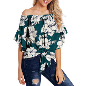 Philadelphia Eagles Women Tropical Floral Strapless Shirt