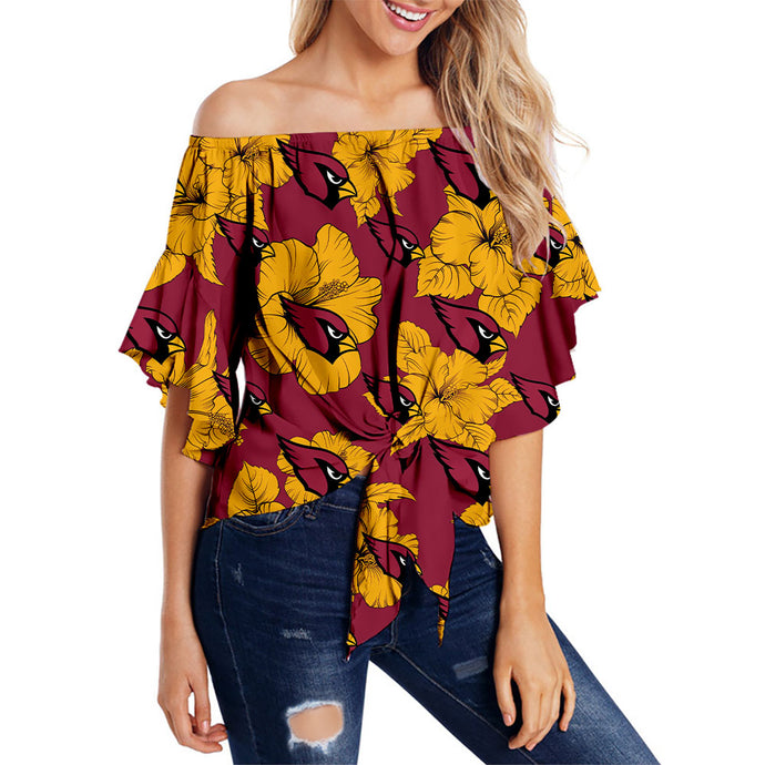 Arizona Cardinals Women Tropical Floral Strapless Shirt