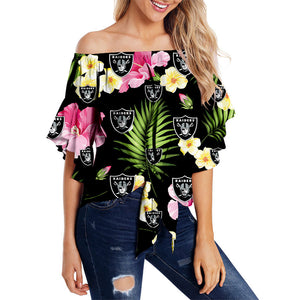 Las Vegas Raiders Women Summer Floral Strapless Shirt