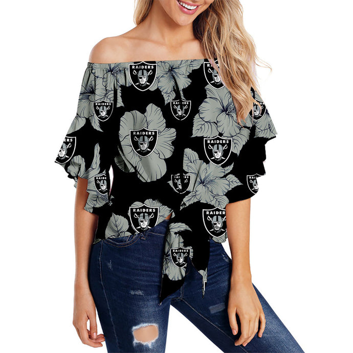 Las Vegas Raiders Women Tropical Floral Strapless Shirt